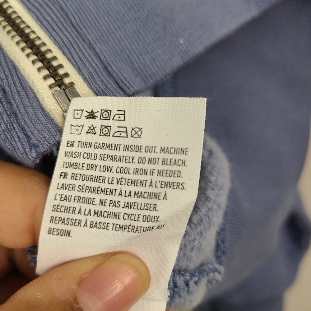 American Eagle Blue-ish Purple-ish (Periwinkle) Cropped Batwing Zip Up Hoodie XL - Picture 4 of 6